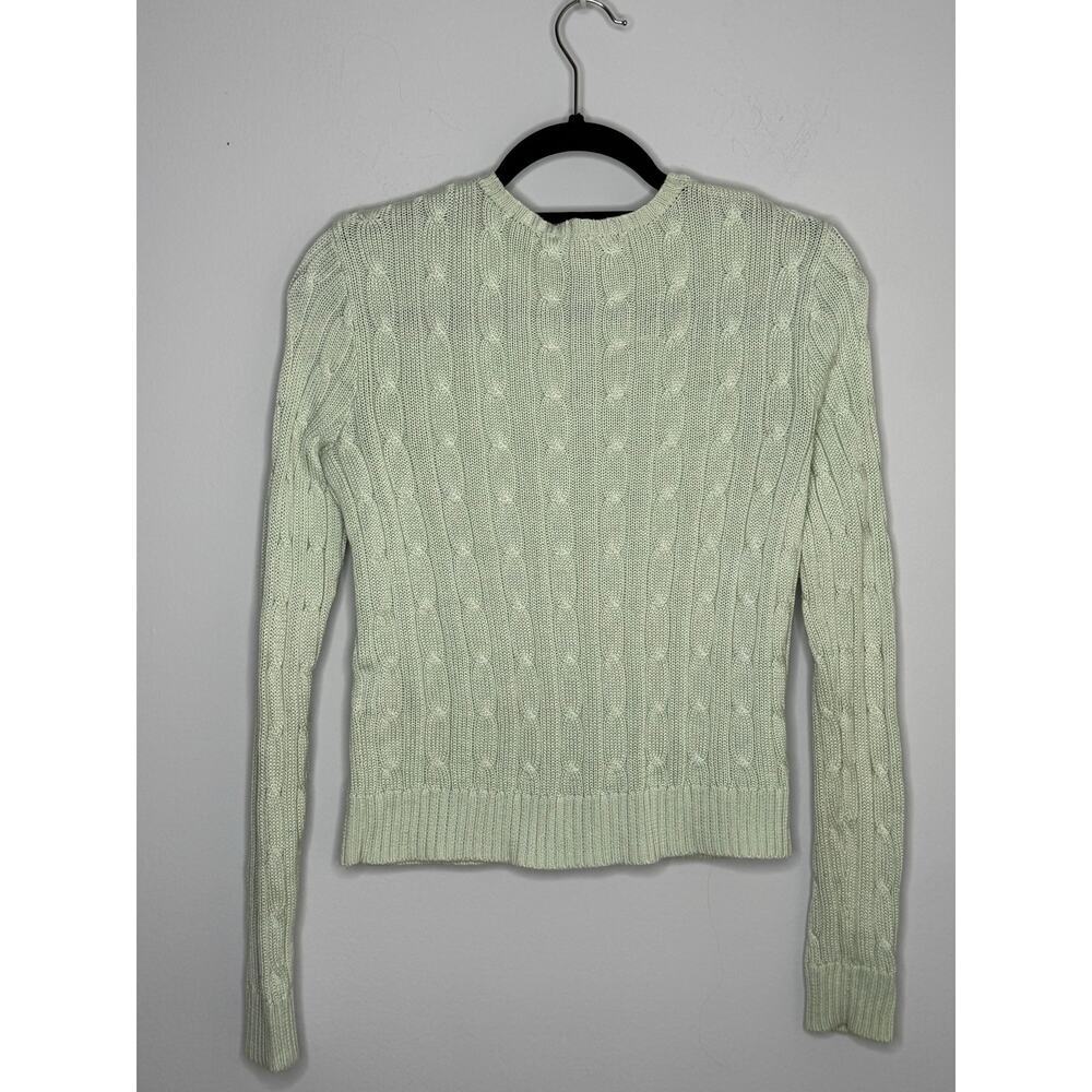 Ralph Lauren Black Label Light Green Cable-knit Slim Fit Cotton Cardigan Size M - Picture 2 of 7